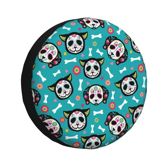 Rateoe Skull Cat Pattern Tire Cover Wheel Protectors Weatherproof Wheel Covers Universal Fit for Trailer Rv SUV Truck Camper Travel Trailers Accessories-14 inch