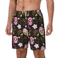 thumbnail image 1 of Rateoe Skull Daisy Pattern Men’s Swim Shorts with Compression Liner – Double-Layered Quick-Dry Swimwear, Comfortable & Stretchy Beach Shorts-Small, 1 of 6