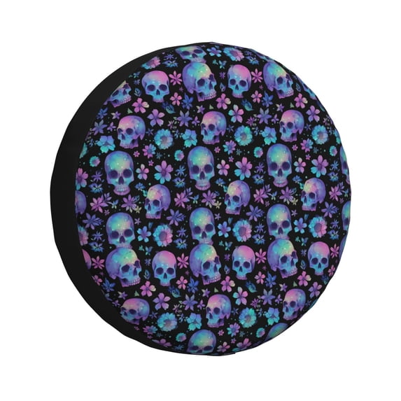 Rateoe Skull Flower Blue Pattern Tire Cover Wheel Protectors Weatherproof Wheel Covers Universal Fit for Trailer Rv SUV Truck Camper Travel Trailers Accessories-14 inch