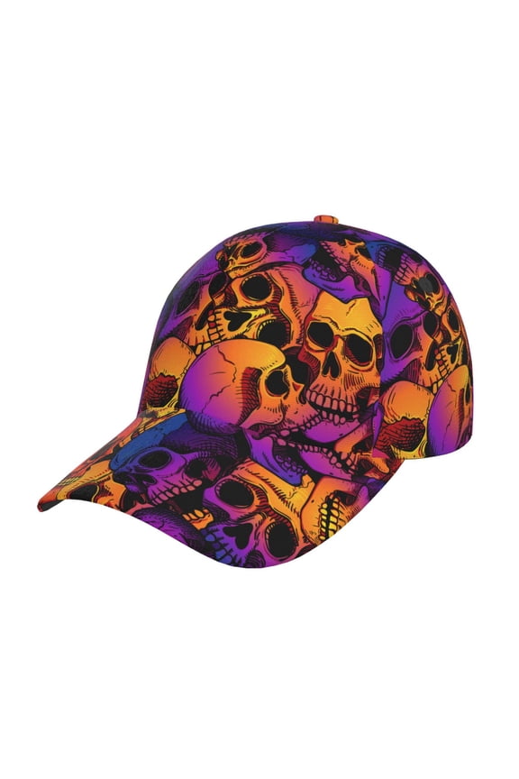 Skull Pattern Baseball Cap Outdoor Cap Mountain Dad Hat - Unstructured Soft Cotton Cap-Adjustable UV Protection Cap