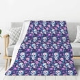 thumbnail image 1 of Rateoe Skull Purple Flower Pattern Flannel Throw Blanket, Ultra-soft Blanket for Bed, Couch, Car, Hypoallergenic Anti-pilling blanket-40"x30"(Vertical), 1 of 6