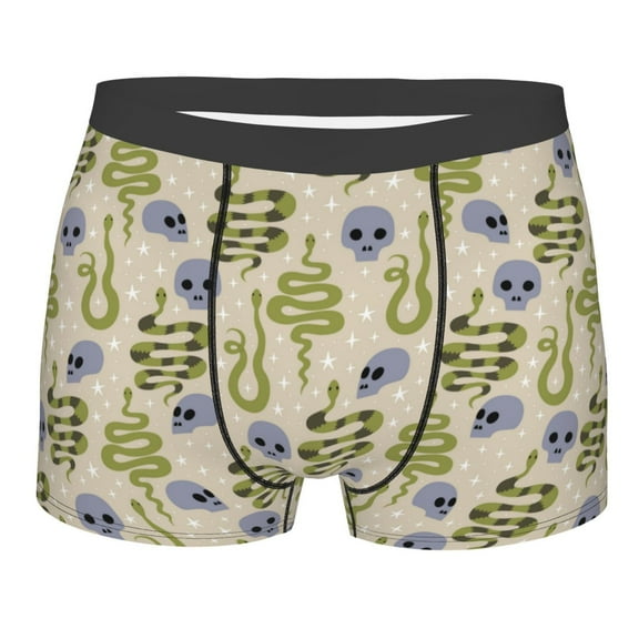 Rateoe Skull Snake Mens Boxer Briefs Poly Spandex Performance Boxer Briefs Underwear Hem Boxer Briefs - Small