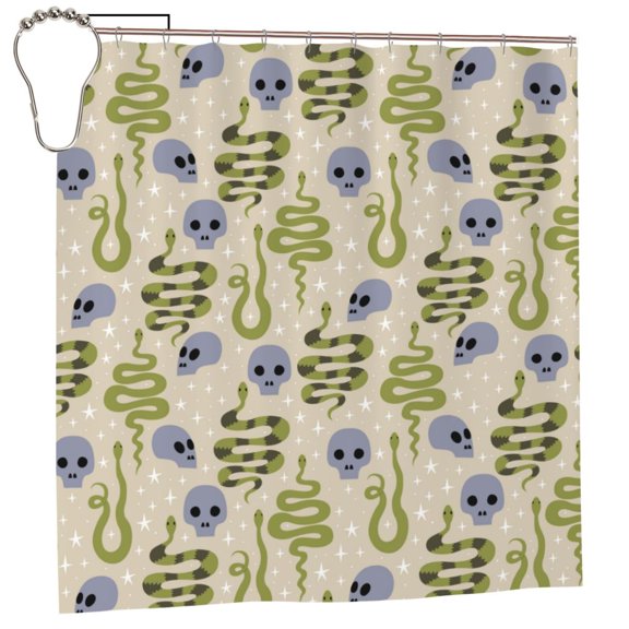 Rateoe Skull Snake Shower Curtain - Fancy Bathroom Shower Curtain Sets - Waterproof Shower Curtain with Hooks with 12 Plastic Hooks 72x72 Inches