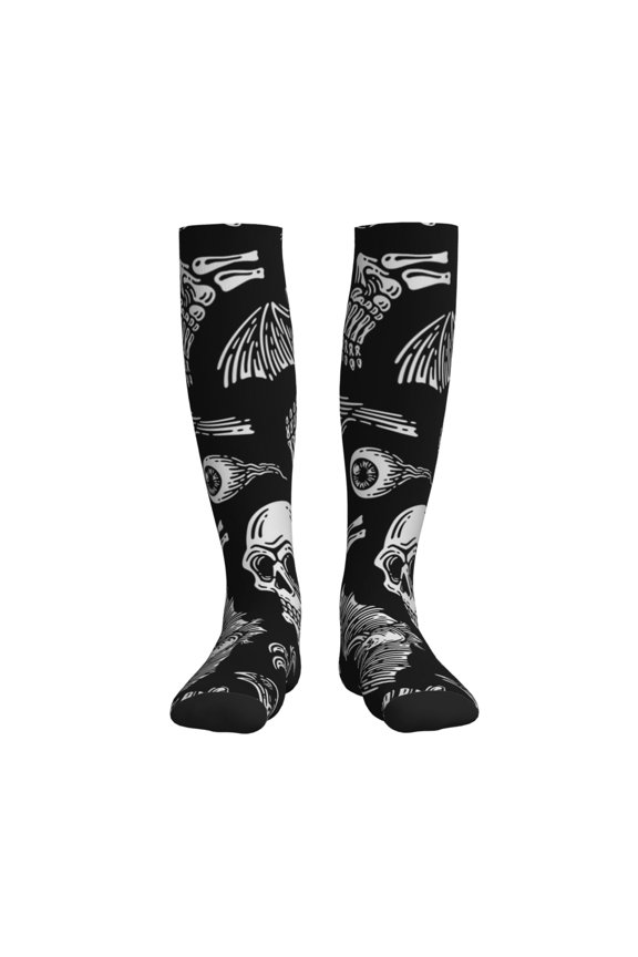 Skull bird bat spider Compression Socks for Women and Men 20-30mmHg-Circulation Support Socks Knee High Nurse Pregnant Running Medical and Travel Athletic
