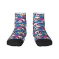 thumbnail image 1 of Rateoe Skull blue leaf Pattern Quarter Crew Socks,Toe Seamed Ankle Socks,Cotton Cushioned Breathable Athletic Crew Sports Socks, 1 of 7