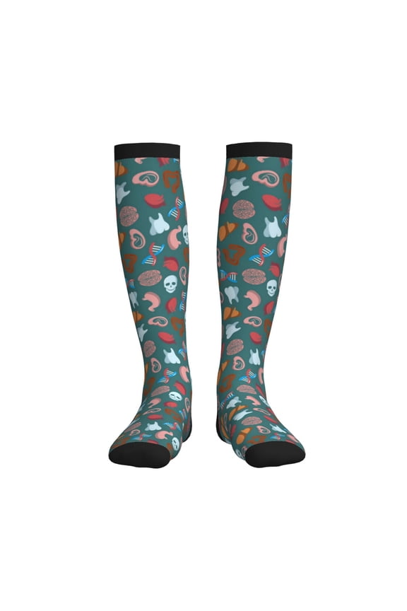 Skull cute organ Compression Socks for Women and Men 20-30mmHg-Circulation Support Socks Knee High Nurse Pregnant Running Medical and Travel Athletic