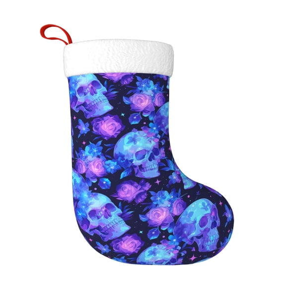 Rateoe Skull flower star sky Print Christmas Stockings,18 Inch Large Christmas Stockings Decoration Ornaments for Holiday Home Fireplace Indoors