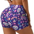 thumbnail image 1 of Rateoe Skull mushroom rainbow Printed Power Workout Shorts for Women Tummy Control Squat Proof Ribbed Thick Seamless Scrunch Active Short-X-Large, 1 of 8