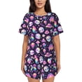 thumbnail image 1 of Rateoe Skull mushroom space Pattern Women's Short-Sleeved Pajama Set - 2 Piece Soft and Lightweight Sleepwear Set-Medium, 1 of 7