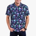 thumbnail image 1 of Rateoe Skull purple flower Pattern Men's Short Sleeve Polo Shirts, Golf Polo Shirts Short Sleeve Performance Moisture Wicking Dry-3X-Large, 1 of 6