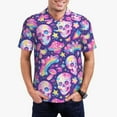thumbnail image 1 of Rateoe Skull rainbow mushroom colorful Pattern Men's Short Sleeve Polo Shirts, Golf Polo Shirts Short Sleeve Performance Moisture Wicking Dry-4X-Large, 1 of 6
