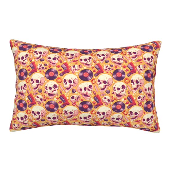 Rateoe Skull rock record Pattern Pillow Covers with Invisible Zipper(Pillows are not Included) Standard Pillowcases-16"x24"