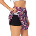 thumbnail image 1 of Rateoe Skull rose blue flower Printed 2 in 1 Women's Workout Shorts for Athletic Gym Running Shorts with Phone Pockets-Medium, 1 of 7