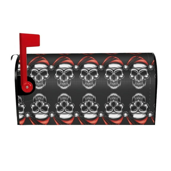 Rateoe Skull santa hat Printed Mailbox Covers - Easy to Install Fall, Winter, Spring, Summer Mailbox Cover - Weather and UV-Resistant Mailbox Decor - Mailbox Magnetic Covers-21x18 in
