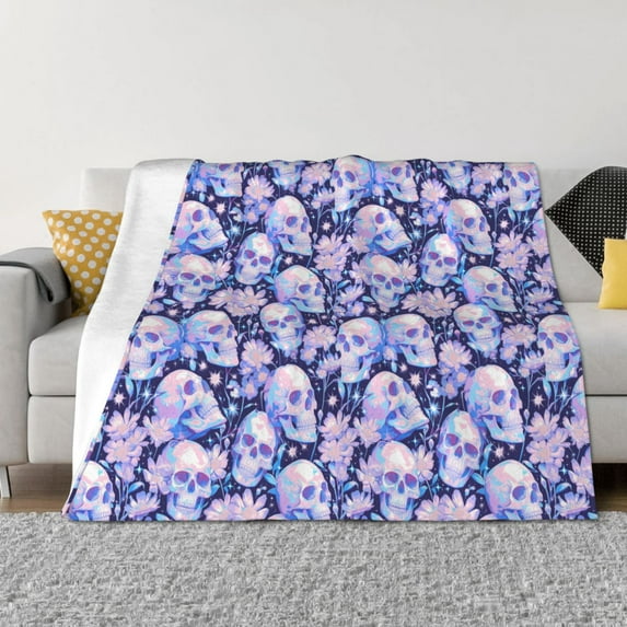 Rateoe Skull star crystal Pattern Flannel Throw Blanket, Ultra-soft Blanket for Bed, Couch, Car, Hypoallergenic Anti-pilling blanket-80"x60"(Horizontal)