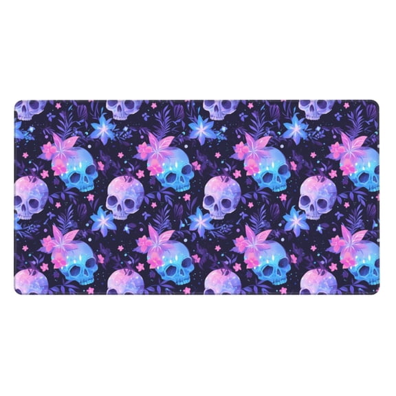 Rateoe Skull starry sky flower leaf Print Mouse Pad - Extended Large Gaming Mousepad,Non-Slip Stitched Edge,16x29.5 Inch