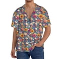 thumbnail image 1 of Rateoe Skull sunflower daisy Pattern Men's Short Sleeve Classic Shirt, Casual Short-Sleeved Shirt, Lightweight Summer Shirt, Cuban Collar Shirt,Button-Front Shirt-XX-Large, 1 of 5
