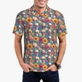 thumbnail image 1 of Rateoe Skull sunflower daisy Pattern Men's Short Sleeve Polo Shirts, Golf Polo Shirts Short Sleeve Performance Moisture Wicking Dry-X-Large, 1 of 6