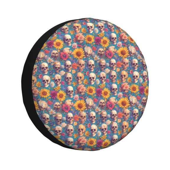 Rateoe Skull sunflower daisy Pattern Tire Cover Wheel Protectors Weatherproof Wheel Covers Universal Fit for Trailer Rv SUV Truck Camper Travel Trailers Accessories-