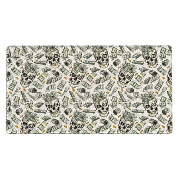 Rateoe Skull with Cash Print Mouse Pad - Extended Large Gaming Mousepad,Non-Slip Stitched Edge,16x29.5 Inch
