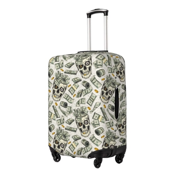 Rateoe Skull with Cash Printed Luggage Cover, Suitcase Protector Fits 18-32 Inch Luggage-Medium