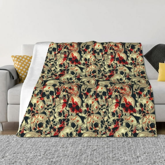 Rateoe Skulls1 Pattern Flannel Throw Blanket, Ultra-soft Blanket for Bed, Couch, Car, Hypoallergenic Anti-pilling blanket-50"x40"(Horizontal)