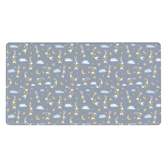 Rateoe Sleep Rabbit Print Mouse Pad - Extended Large Gaming Mousepad,Non-Slip Stitched Edge,16x29.5 Inch