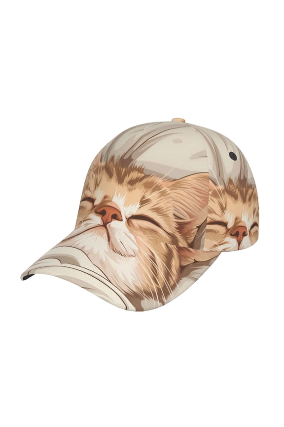 Sleeping Cat In Blanket Pattern Mens Baseball Cap  Adjustable Curved Brim Hat, Soft Cotton Sports Cap for Outdoor, Casual, and Everyday Wear, Comfortable & Breathable