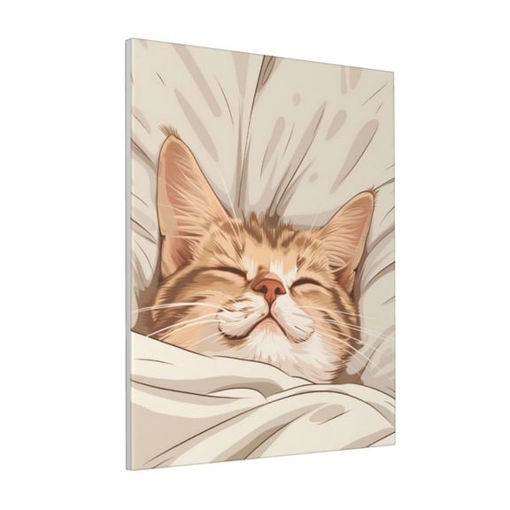 Rateoe Sleeping Cat In Blanket Pattern Decorative Picture – Unique Modern Wall Art, Ready-to-Hang Canvas Print for Home (Vertical)