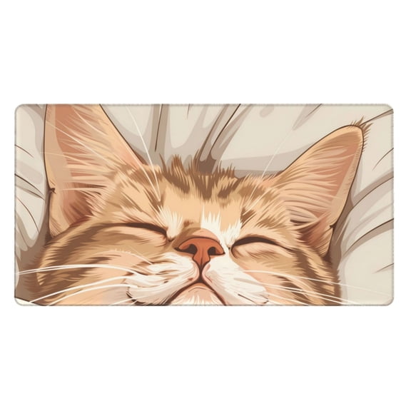 Rateoe Sleeping Cat In Blanket Print Mouse Pad - Extended Large Gaming Mousepad,Non-Slip Stitched Edge,16x29.5 Inch