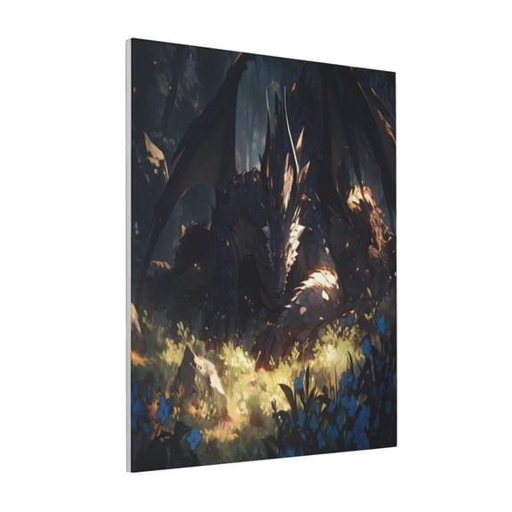 Rateoe Sleeping Dragon In Forest Pattern Decorative Picture – Unique Modern Wall Art, Ready-to-Hang Canvas Print for Home (Vertical)