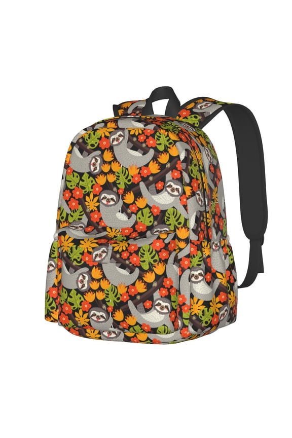 Sloth on the Branch Pattern Student Backpack,Backpack for School,Lightweight Bag,Travel Backpack,Outdoor Backpack,Large Capacity Backpack