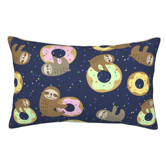 Rateoe Sloth with Donuts Pattern Decorative Pillow Case,Throw Pillow Covers,Plush Pillow Cover,Soft Pillow Case,Velvet Pillow Case-16"x24"