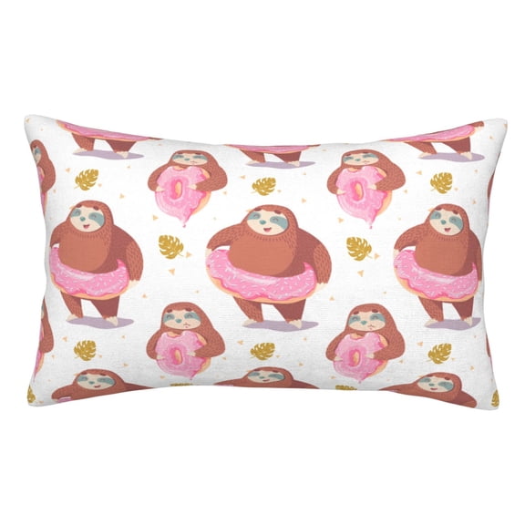 Rateoe Sloth with Donuts1 Pattern Decorative Pillow Case,Throw Pillow Covers,Plush Pillow Cover,Soft Pillow Case,Velvet Pillow Case-20"x30"