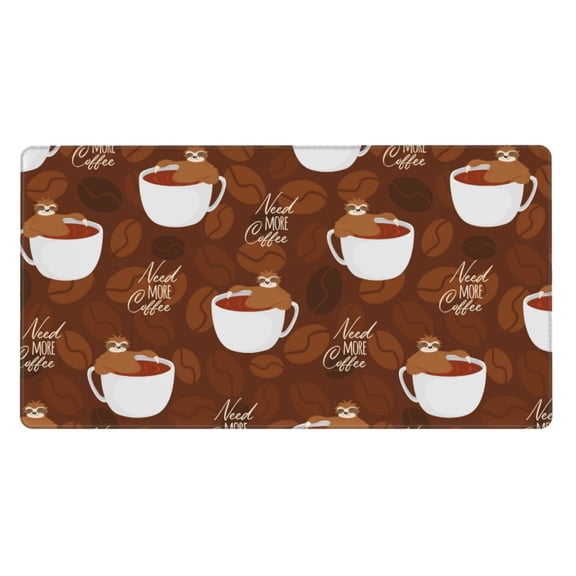 Rateoe Sloths Need More Coffee Print Mouse Pad - Extended Large Gaming Mousepad,Non-Slip Stitched Edge,16x29.5 Inch