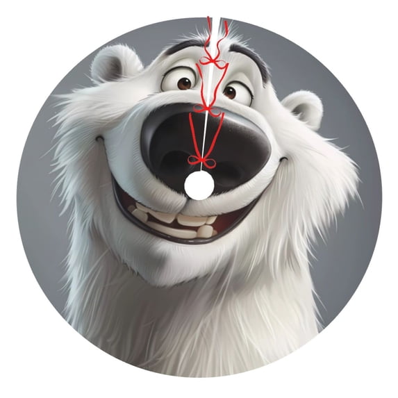 Rateoe Smiling Polar Bear Print Christmas Tree Skirt 30" for Xmas Holiday New Year Party Circle Tree Mat Ornaments Decoration