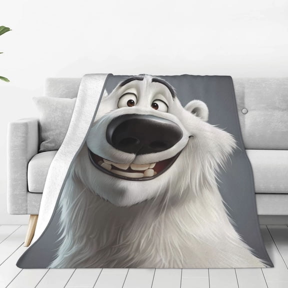 Rateoe Smiling Polar Bear Print Fuzzy Fleece Throw Blanket Extra Large,Super Soft,Fluffy and Warm Blankets for Couch,Bed,All Season Use (60"x50")