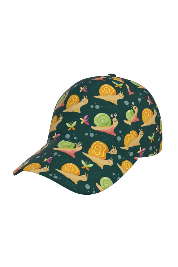 Snails And Butterfies Pattern Mens Baseball Cap Adjustable Curved Brim Hat, Soft Cotton Sports Cap for Outdoor, Casual, and Everyday Wear, Comfortable & Breathable