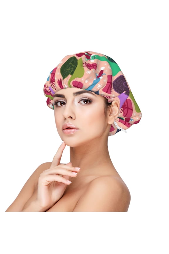 Snails Pattern Silk Satin Hair Bonnet for Sleeping, Adjustable Sleep Cap Turban for Women , Curly Straight Hair Long Large Braid