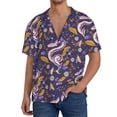 thumbnail image 1 of Rateoe Snake And Floral Pattern Men's Short Sleeve Classic Shirt, Casual Short-Sleeved Shirt, Lightweight Summer Shirt, Cuban Collar Shirt,Button-Front Shirt-XX-Large, 1 of 5