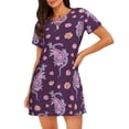 thumbnail image 1 of Rateoe Snake And Flower Print Women’s Nightdress – Cozy Cotton Short-sleeved Sleep Shirt, Loose-Fit Sleepwear, Perfect for Relaxing and Sleeping, 1 of 6