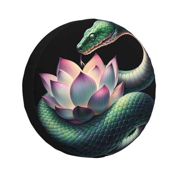 Rateoe Snake Holding A Lotus Pattern Tire Cover Wheel Protectors Weatherproof Wheel Covers Universal Fit for Trailer Rv SUV Truck Camper Travel Trailers Accessories-