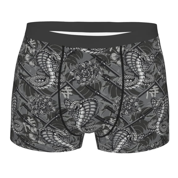 Rateoe Snake Mens Boxer Briefs Poly Spandex Performance Boxer Briefs Underwear Hem Boxer Briefs - Medium