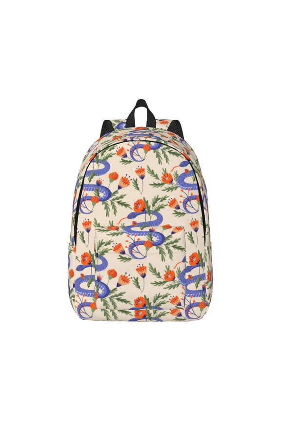 Snake Pattern Canvas College Laptop Backpack,Travel Daypack,Durable Rucksack Travel Notebook Bag School Backpack Book Bag for Men Women-Medium