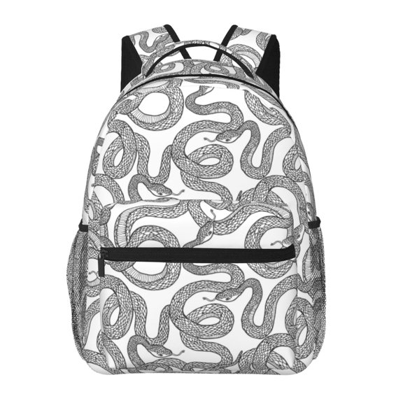 Rateoe Snake Pattern Casual Backpack for School, Work, Travel Adjustable Straps, Multiple Compartments Ergonomic Design, Fits Laptops and Tablets
