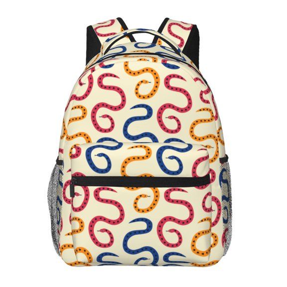 Rateoe Snake Pattern Casual Backpack for School, Work, Travel Adjustable Straps, Multiple Compartments Ergonomic Design, Fits Laptops and Tablets