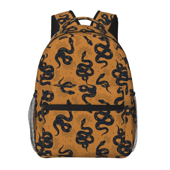 Rateoe Snake Pattern Casual Backpack for School, Work, Travel Adjustable Straps, Multiple Compartments Ergonomic Design, Fits Laptops and Tablets