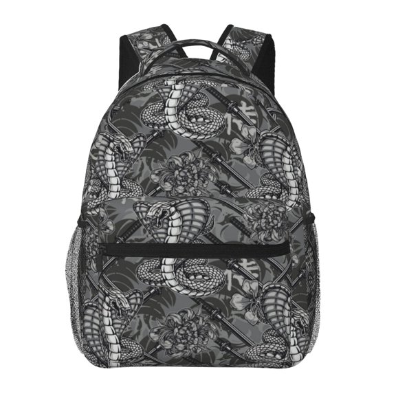 Rateoe Snake Pattern Casual Backpack for School, Work, Travel Adjustable Straps, Multiple Compartments Ergonomic Design, Fits Laptops and Tablets