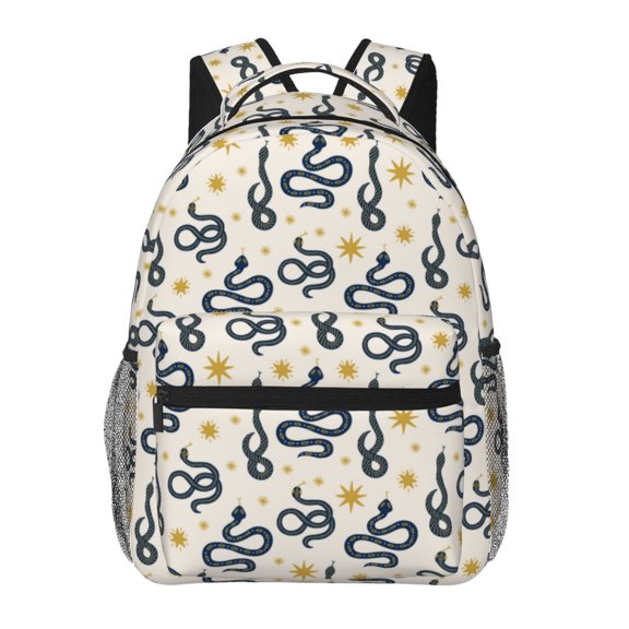 Rateoe Snake Pattern Casual Backpack for School, Work, Travel Adjustable Straps, Multiple Compartments Ergonomic Design, Fits Laptops and Tablets