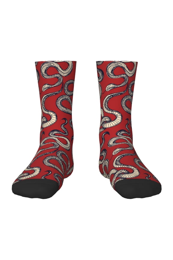 Snake Pattern Children's Socks, Socks Gifts ,kids Crew Soft Cotton Socks , Moisture-Wicking, Durable, Ideal for Daily Wear & Sports